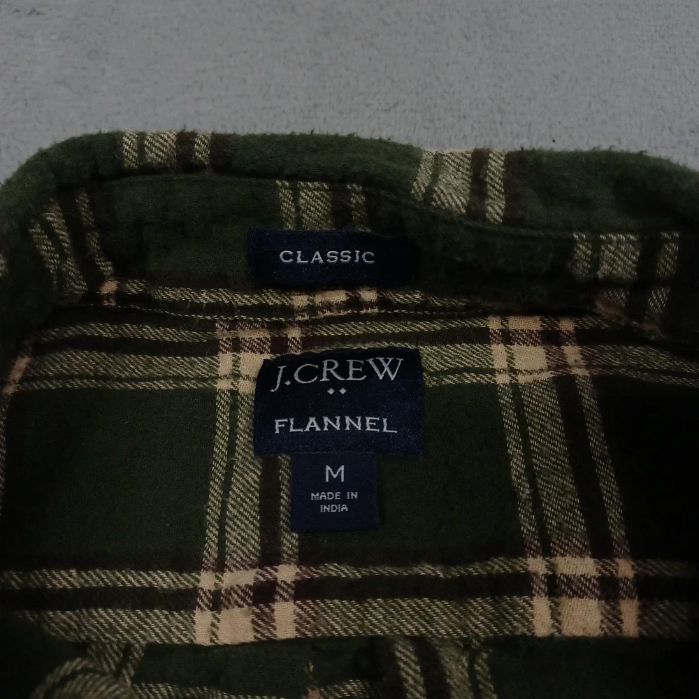 J Crew Shirt‎ Mens Medium Green Plaid Button Up Flannel Classic Casual
